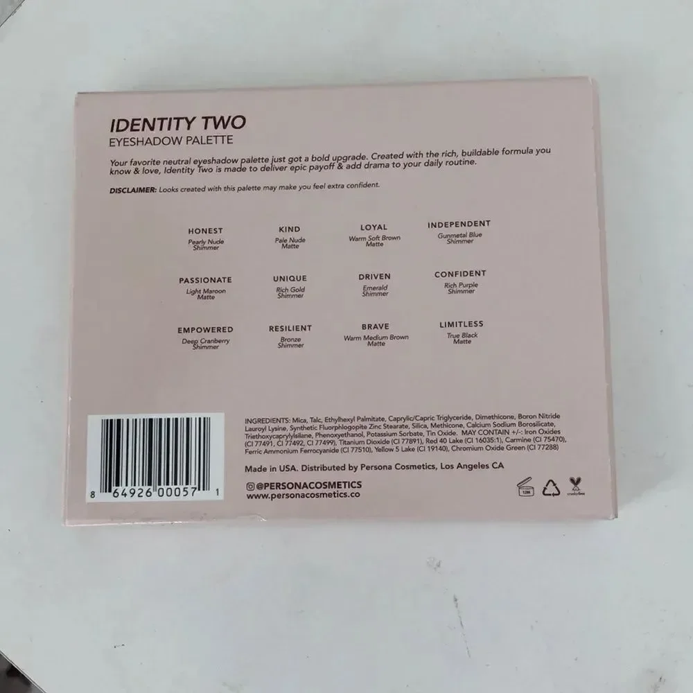 Persona Identity Two Eyeshadow Palette NIB